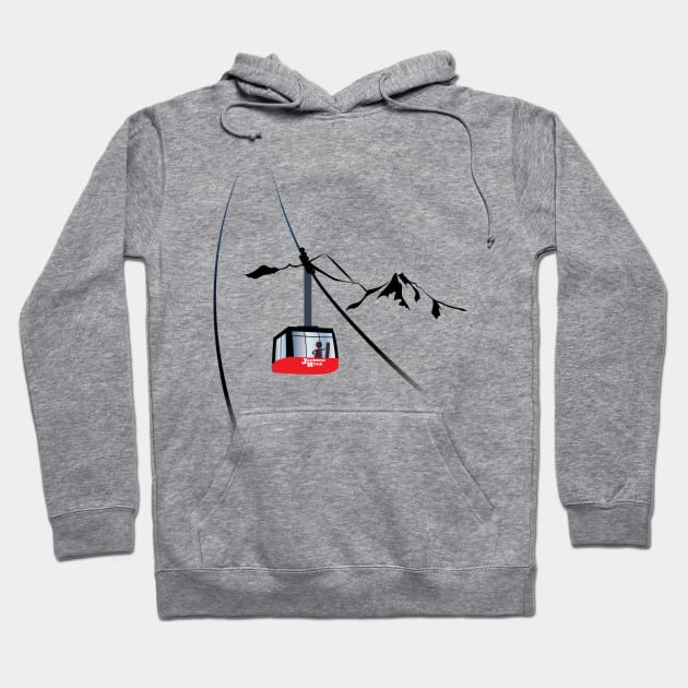 Jackson Hole cable car and skier Hoodie by leewarddesign